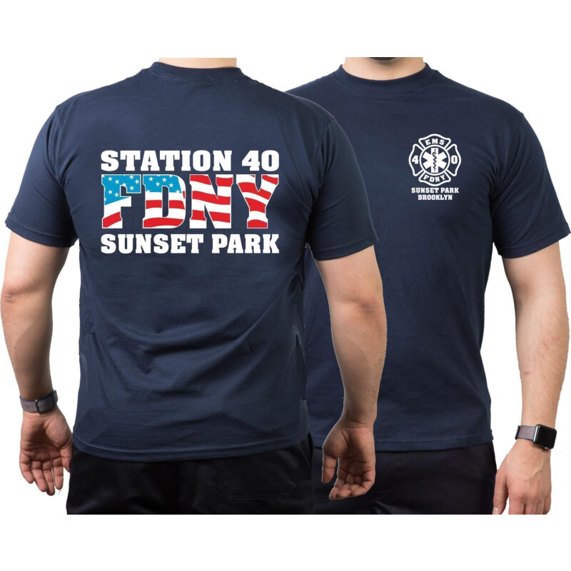 T-Shirt navy New York City EMS-Station 40 Sunset Park Brooklyn 