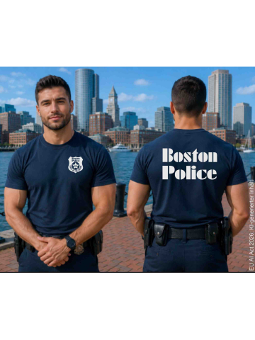 T-Shirt blu scuro, Boston Police, 1854 PRIMO NELLA NAZIONE