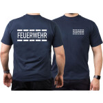 T-Shirt navy, FEUERWEHR im Polizeidesign in silber-reflektierend