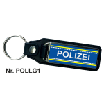 Schlüsselanhänger XL mit Leder POLIZEI blau/gelb/silber