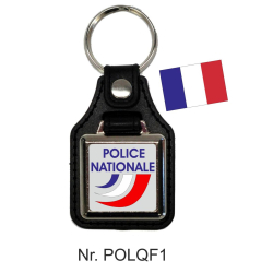 Porte-cl&eacute;s avec du cuir POLICE-NATIONALE
