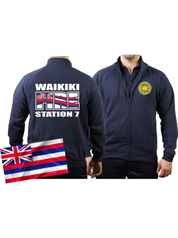 Sweatjacke navy, WAIKIKI FIRE - Station 7, Honolulu.(Hawaii)