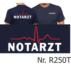 T-Shirt navy, EKG-Linie/NOTARZT (rot/wei&szlig;)