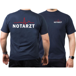 T-Shirt navy, EKG-Linie/NOTARZT (rot/wei&szlig;)