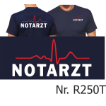 T-Shirt navy, EKG-Linie/NOTARZT (rot/weiß)