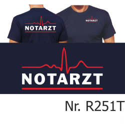 T-Shirt navy, EKG-Linie/NOTARZT mit Unterstrich...