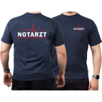 T-Shirt navy, EKG-Linie/NOTARZT mit Unterstrich (rot/weiß/rot)