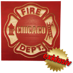 FEUER1 - Wandbild rot lasiert, Chicago Fire Dept.,, 40 x...