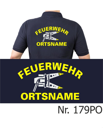 Polo navy, FEUERWEHR mit ORTSNAMEN, mit Spreizer, neongelb/silber