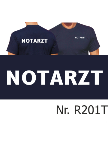 T-Shirt navy, NOTARZT, Schrift weiß beidseitig