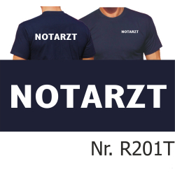 T-Shirt navy, NOTARZT, Schrift wei&szlig; beidseitig