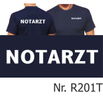 T-Shirt navy, NOTARZT, Schrift weiß beidseitig