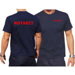 T-Shirt navy, NOTARZT, Schrift rot beidseitig