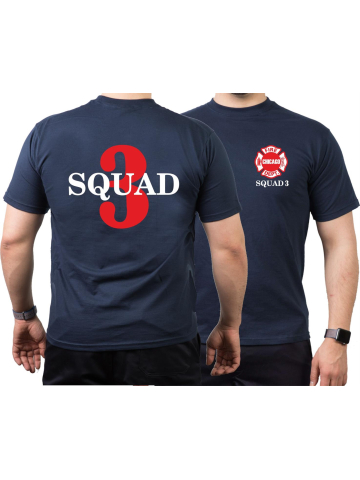 CHICAGO FIRE Dept. Squad 3, red, standard emblem, navy T-Shirt