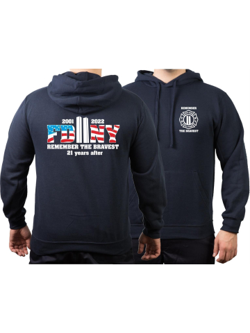 Hoodie (marin/azul), 2001-2022 REMEMBER THE BRAVEST 21 years