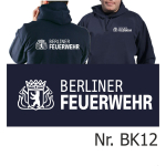 Hoodie navy, FEUERWEHR in silver-reflective
