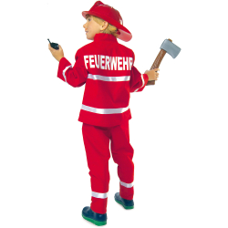 Kinder-Feuerwehr-Kostüm rot mit Beil, 100 %...