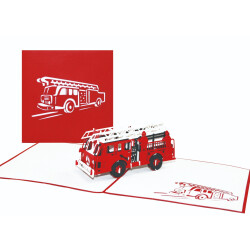 Pop-Up Faltkarte Feuerwehr, 15x15 cm mit Umschlag