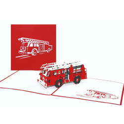 Pop-Up Faltkarte Feuerwehr, 15x15 cm mit Umschlag