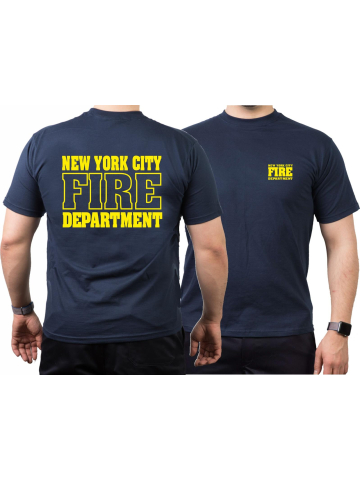 T-Shirt navy, New York City Fire Department in yellow