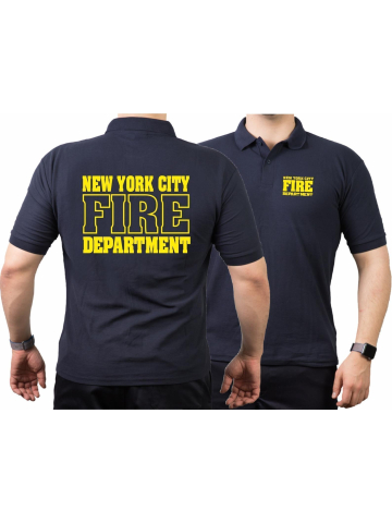 Polo navy, New York City Fire Dept. (Outline) - 343 with Emblem auf sleeve