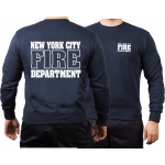 Sweat azul marino, New York City Fire Dept. (outline-fuente) - 343 con Emblem auf manga