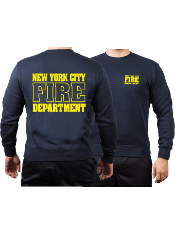 Sweat blu navy, New York City Fire Dept. (outline-font) - 343 con Emblem auf manica