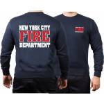 Sweat blu navy, New York City Fire Dept. (outline-font) - 343 con Emblem auf manica