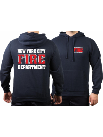 Hoodie navy, New York City Fire Department bicolor white/red