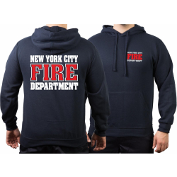 Hoodie navy, New York City Fire Department bicolor white/red