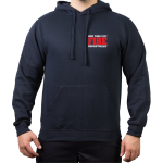 Hoodie azul marino, Fire Dept. New York City con farbigem Brustlogo y Outline-fuente auf Rücken