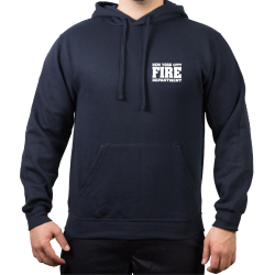 Hoodie blu navy, Fire Dept. New York City con farbigem Brustlogo e Outline-font auf Rücken