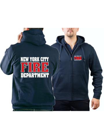 Kapuzenjacke navy, New York City Fire Department, bicolor weiß/rot