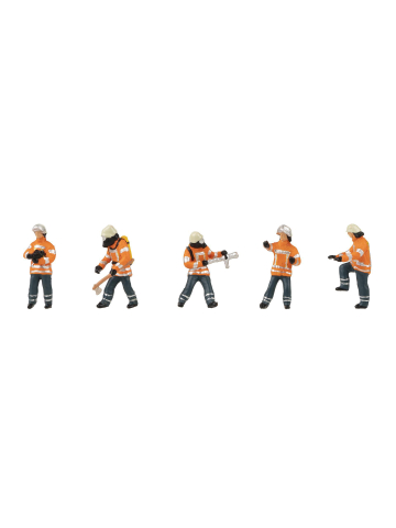 Zubehör 1:87 Fünf Feuerwehrleute orange/blau (NDS) (Set 4)