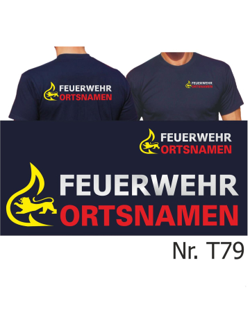 T-Shirt BaWü Stauferlöwe avec nom de lieu dans beidseitig