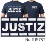 T-Shirt navy, JUSTIZ im Polizeidesign in silber-reflektierend (nur für berechtigten Personenkreis)