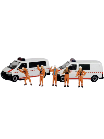 Modell 1:87 VW T5 Bus+Halbbus Notfallmanager + 5 Figuren Notfallmanager