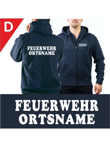 Hooded jacket navy, font "D" with own lettering