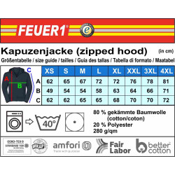 Kapuzenjacke (zipped hood) navy, Schrift "F" mit Ortsname