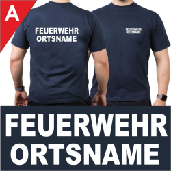 T-Shirt navy mit Schrift-Typ "A"