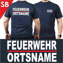 T-Shirt navy mit Schrift-Typ "SB" mehrfarbig