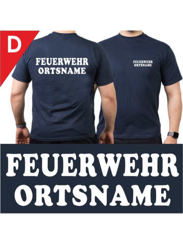 T-Shirt navy mit Schrift-Typ "D"