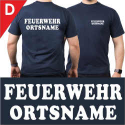 T-Shirt navy mit Schrift-Typ "D"