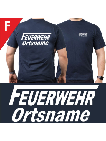 Camiseta azul marino con fuente tipo "F"