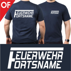 T-shirt navy with font type "OF"