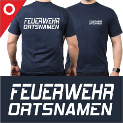 T-Shirt navy mit Schrift-Typ "O"