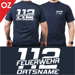 Camiseta azul marino con fuente tipo "OZ"