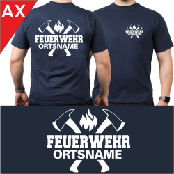 T-shirt navy with font type "AX"