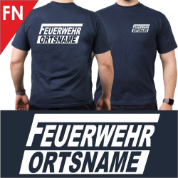 T-shirt blu navy con carattere tipo "FN"