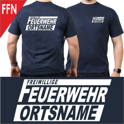 T-shirt blu navy con carattere tipo "FFN"